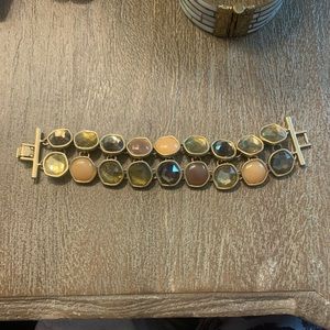 Banana Republic Multi stone 2 row gold bracelet